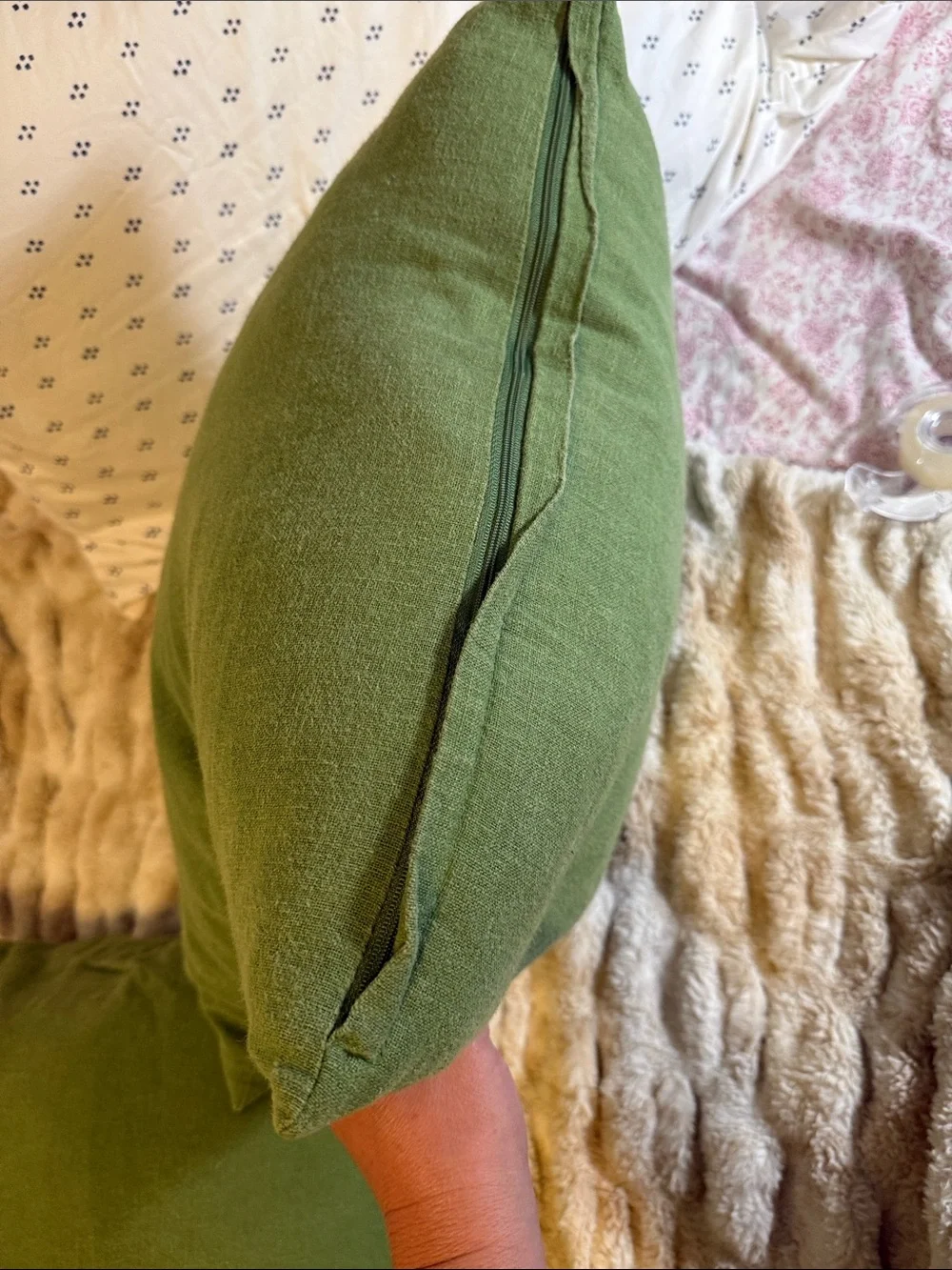 Down filled linen pair green Pillows- Soft Decorative Throw Pillow